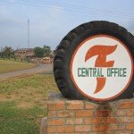 Firestone Central Office tire sitting on bricks