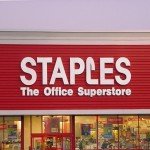 Front view of a Staples office supply store