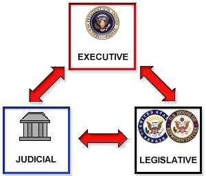 A graph depicts the order of the law: Executive to Legislative to Judicial