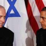 Netanyahu and Obama at conference giving each other blank stares