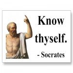 Quote reads Know Thyself. - Socrates with image of Socrates