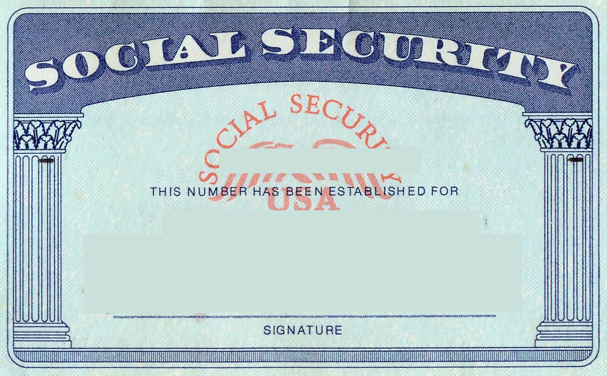 Image of a blank social security card