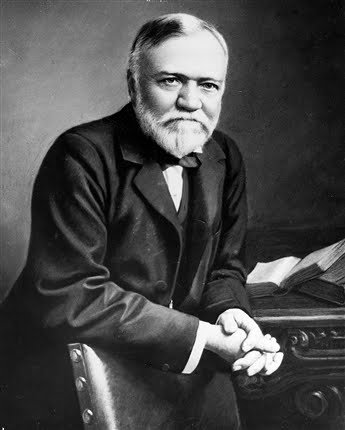 Black and white portrait of industrialist Andrew Carnegie