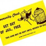Yellow Monopoly Get out of Jail Free game card