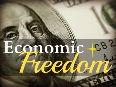 U.S. currency with text reading Economic Freedom