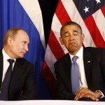 Vladimir Putin giving President Obama serious look
