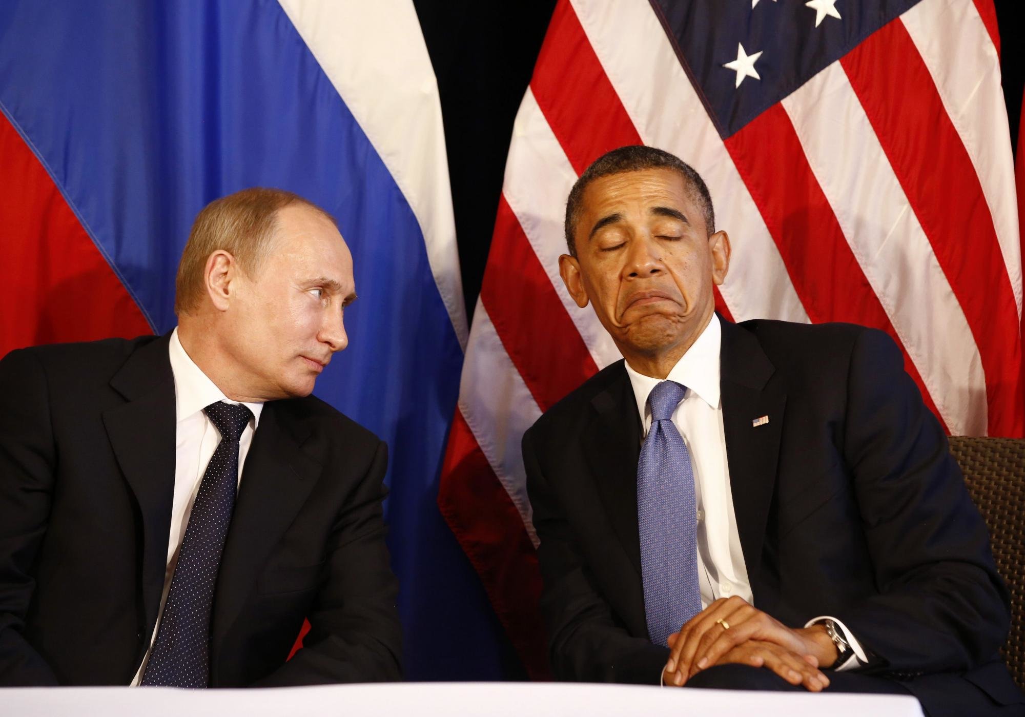 Vladimir Putin giving President Obama serious look